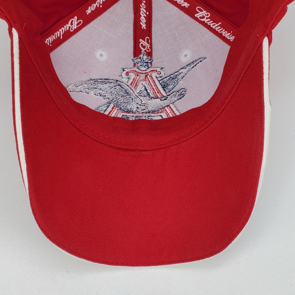Budweiser Hat Red American Flag Eagle Logo Anheuser Busch Adjustable BaseballCap - Picture 6 of 9